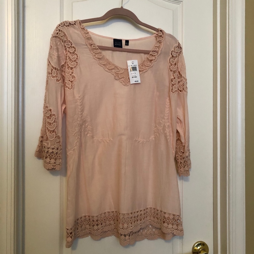 Beautiful pale pink boho top BLUE Saks Fifth Ave